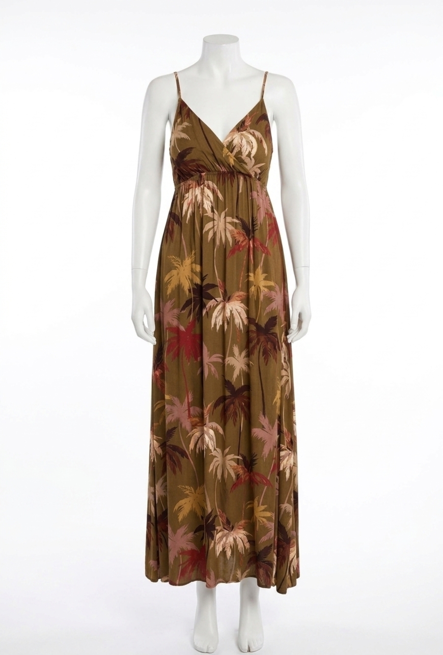 NEW MOLLY BRACKEN moana printed maxi dress in khaki